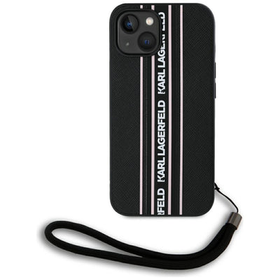 Husa Karl Lagerfeld Saffiano Athleisure Stripes Cord iPhone 15 - Roz