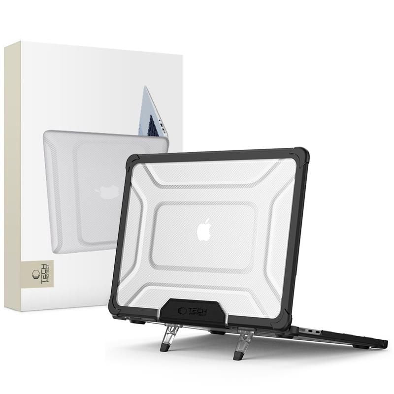 Husa laptop Tech-protect Smartshell Pro pentru MacBook Air 13" 2023-2025 M2 / M3 / M4 - Transparent And Negru