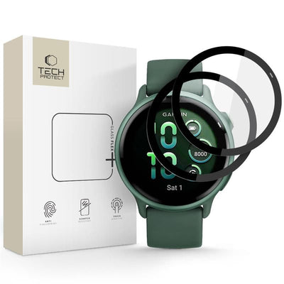 Folie Tech-protect Glass Flex+ 2-pack Hybrid Glass pentru Garmin Vivoactive 6 - Negru
