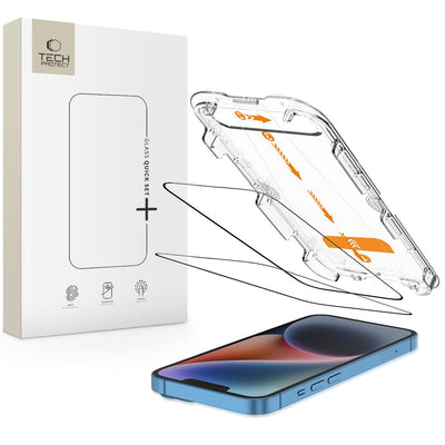 Folie Tech-protect Quick Set+ 2-pack sticla pentru iPhone 13 / 13 PRO / 14 / 16e / 17e