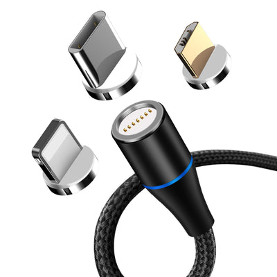 Cablu Maxlife Mxuc-03 Magnetic USB - Lightning + Usb-c + Microusb 1,0 M 3A Negru Nylon