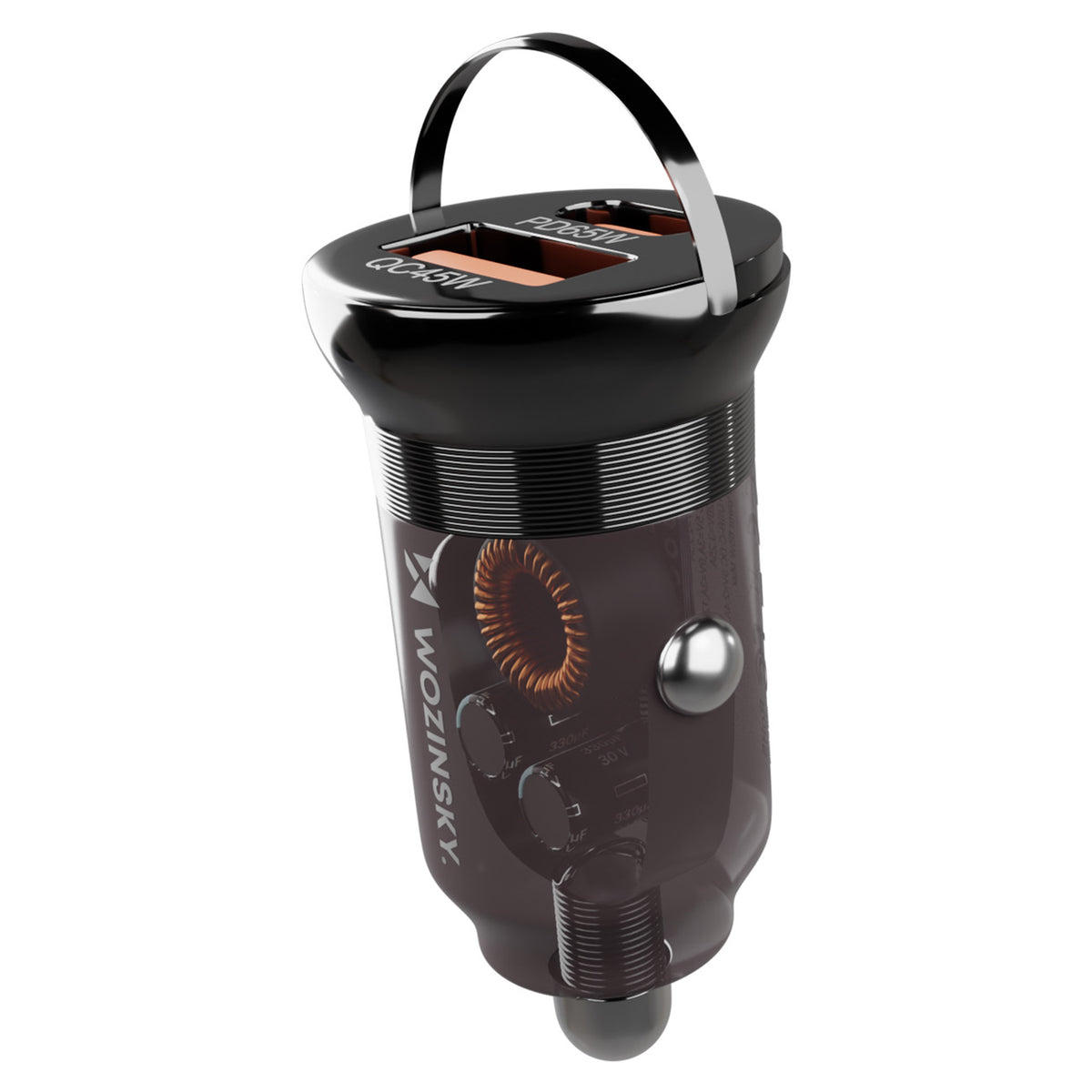 Incarcator auto Wozinsky 65W Usb-c PD 65W / Usb-a 45W QC 3.0 - Negru