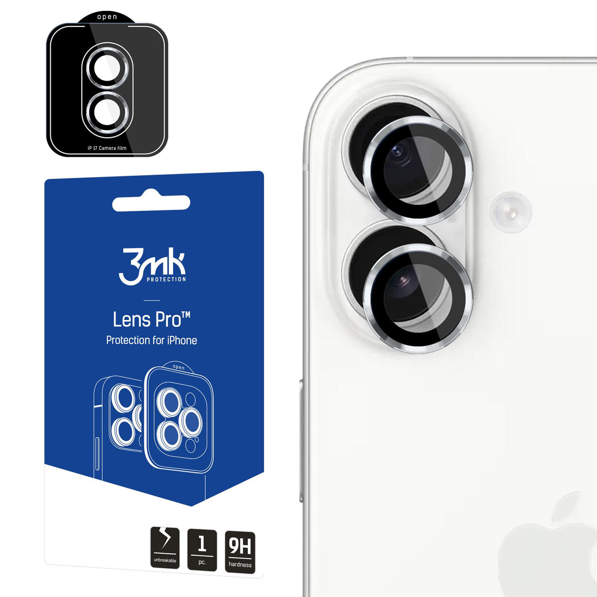 Folie 3mk Lens Protection Pro Camera Glass pentru Apple iPhone 17 - Argintiu