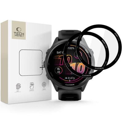 Folie Tech-protect Glass Flex+ 2-pack Hybrid Glass pentru Garmin Forerunner 970 / 570 47 Mm - Negru