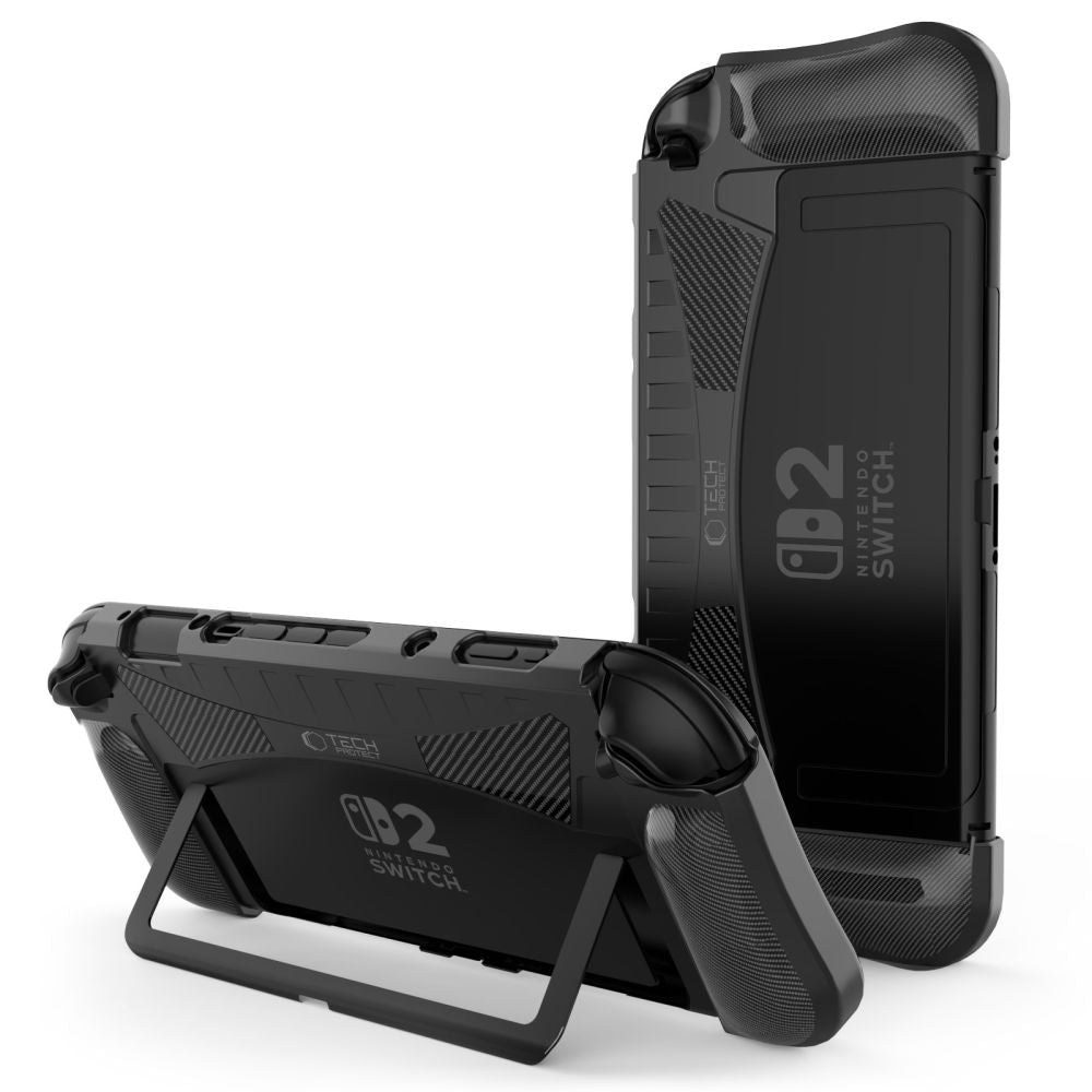 Husa Tech-protect Tpucarbon pentru Nintendo Switch 2 - Negru
