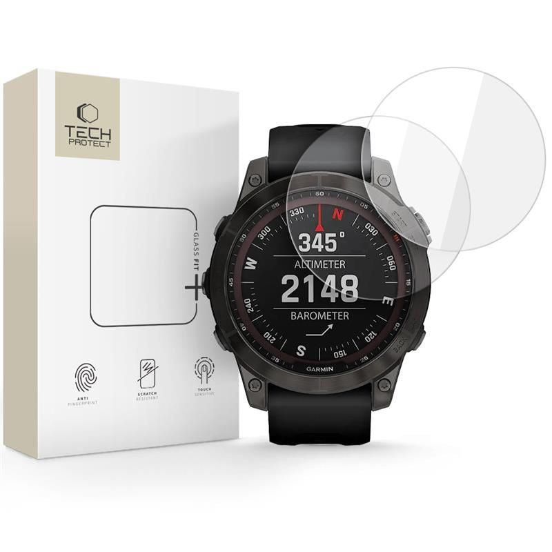 Folie Tech-protect Glass Fit+ 2-pack sticla pentru Garmin Fenix 7 / 7 Pro - Transparent