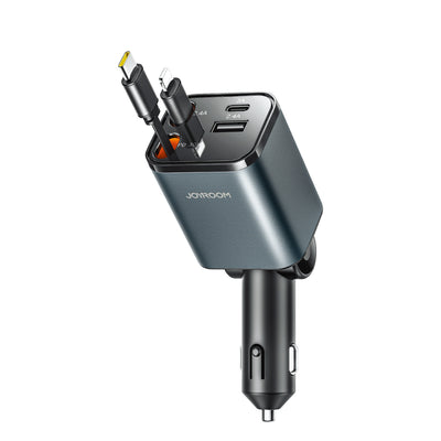 Cablu Joyroom 30W 4-in-1 Incarcator auto cu 2 Built-in Retractable - Gri inchis