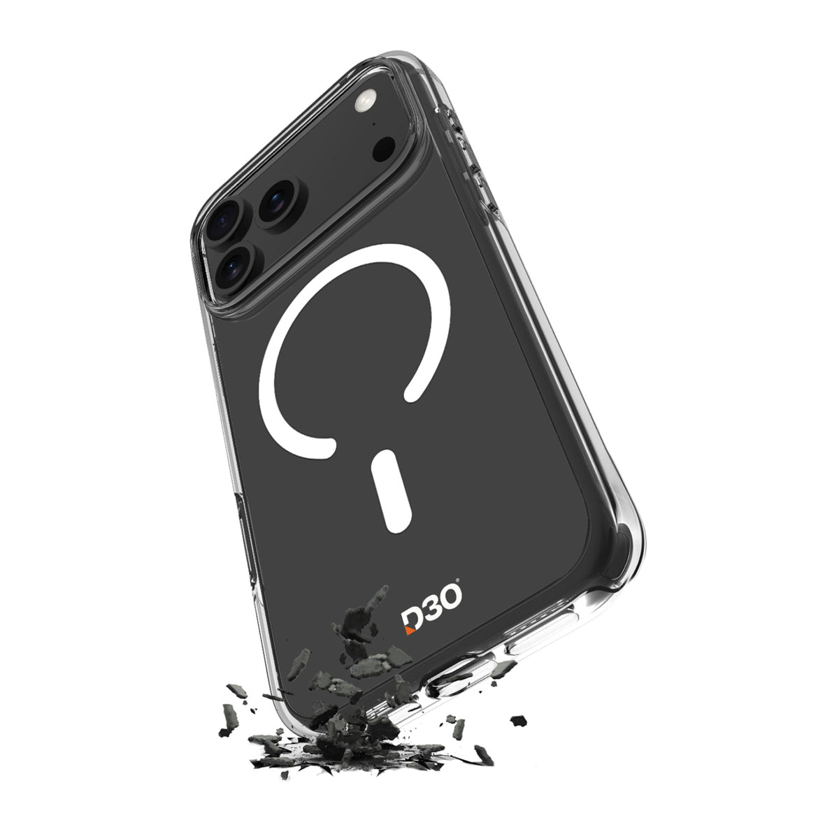 Husa Puro Impact Transparent D3O TPU+PC Compatible cu Magsafe pentru iPhone 17 Pro Max - Transparent
