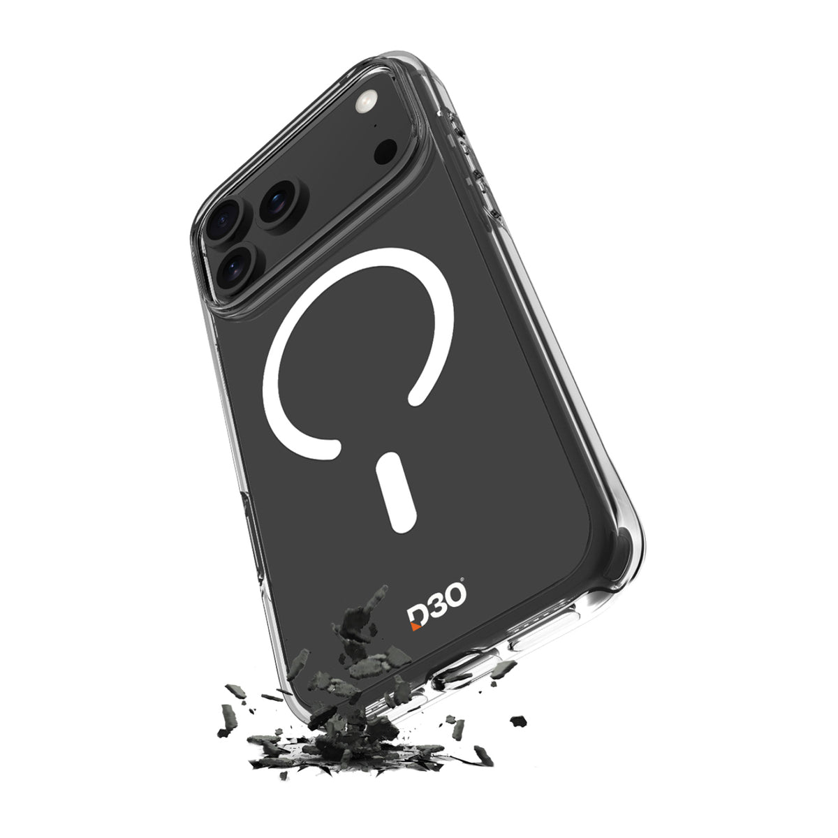 Husa Puro Impact Transparent D3O TPU+PC Compatible cu Magsafe pentru iPhone 17 Pro - Transparent