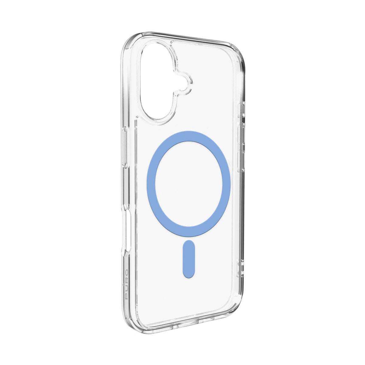 Husa Puro Lite Mag TPU+PC Compatible cu Magsafe pentru iPhone 17 - Transparent cu Albastru Ring