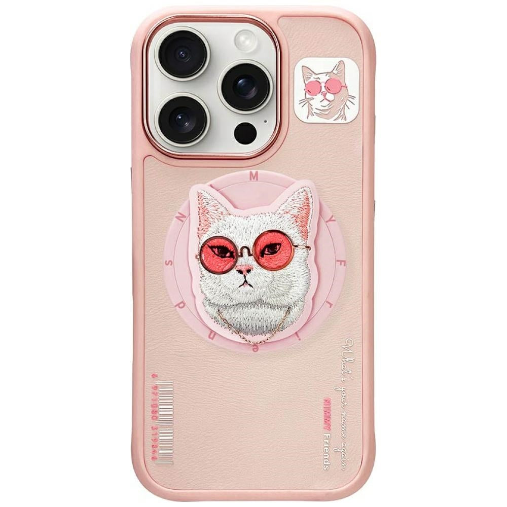Husa Nimmy Glasses Cool Cat Magsafe pentru iPhone 16 Pro - Roz