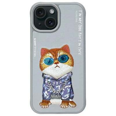 Husa Nimmy Glasses Cool Cat iPhone 15 - Gri