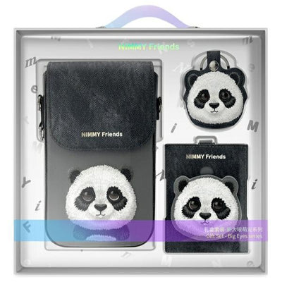 Husa Nimmy Big Eyed Pet 2.0 Panda 3-in-1 Phone Bag + Wallet + Tracker - Negru