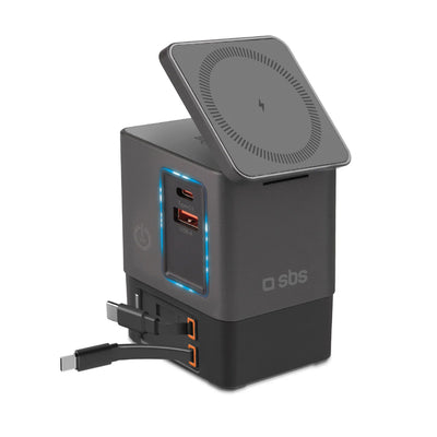 Cablu SBS Power Dock 6-in-1 cu Magsafe, Stand, And Usb-c 65W – Negru