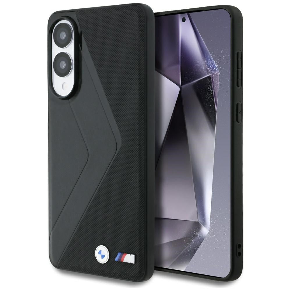 Husa BMW Leather Oversized Stripes Magsafe pentru Samsung Galaxy S25 Edge - Negru
