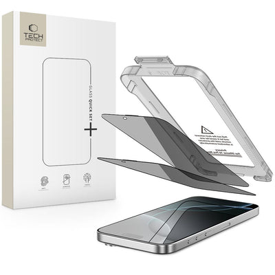 Folie Tech-protect Quick Set Spy+ Privacy Glass 2-pack pentru iPhone 16 Pro