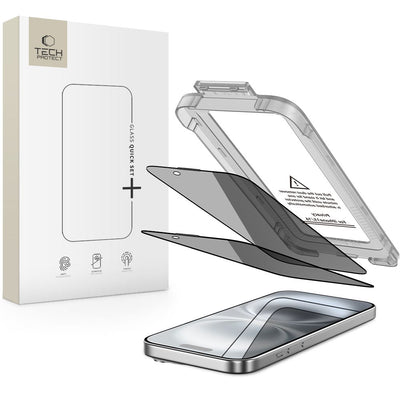 Folie Tech-protect Quick Set Spy+ Privacy Glass 2-pack pentru iPhone 15 / 16