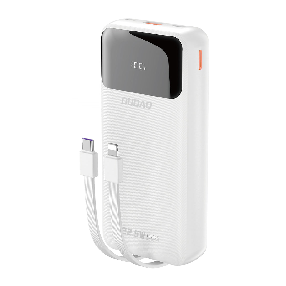 Cablu Dudao K15pro Acumulator extern 20000mAh 22.5W PD Usb-c / Usb-a / Built-in Lightning And Usb-c - Alb
