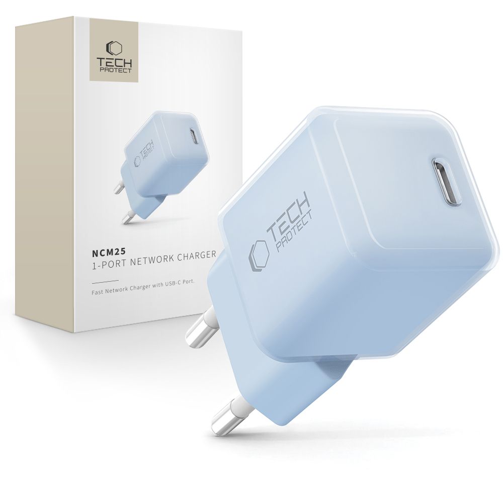 Incarcator priza Tech-protect Ncm25 Usb-c PD 25W - Albastru