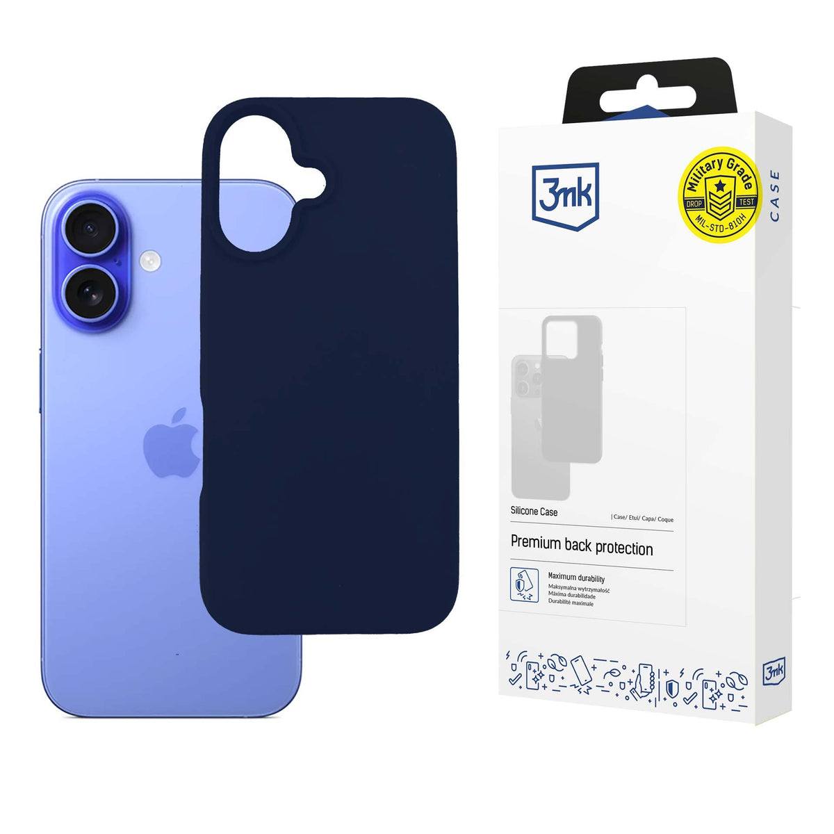 Husa 3mk Silicone pentru iPhone 16 Plus - Bleumarin