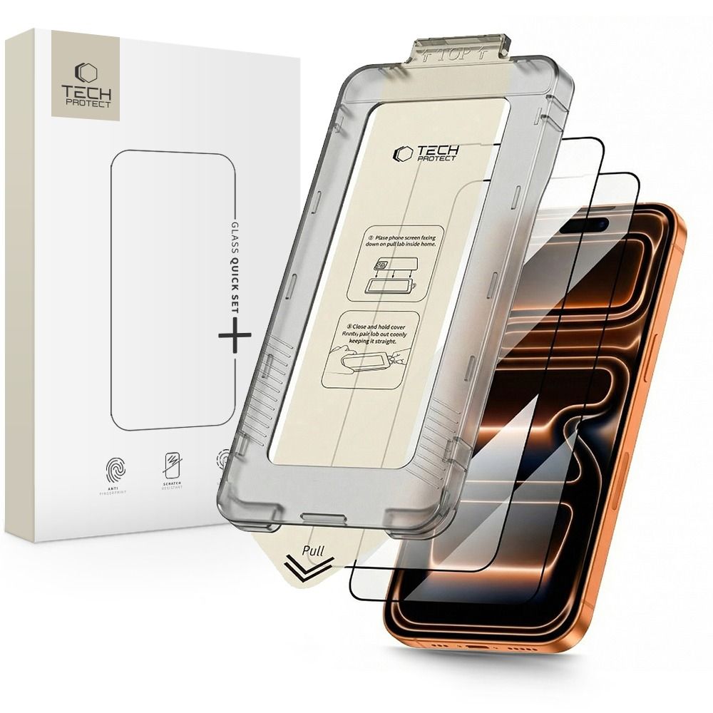 Folie Tech-protect Quick Set+ 2-pack sticla pentru iPhone 17 Pro Max - Negru