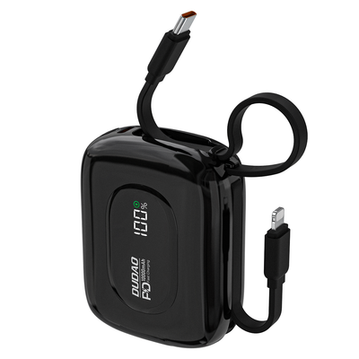 Cablu Dudao K32 Acumulator extern 22.5W 10000 Mah cu Built-in Usb-c/ Lightning - Negru