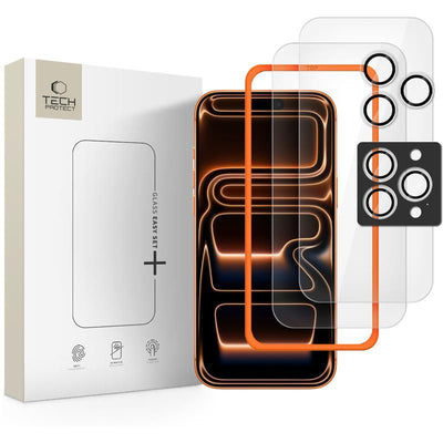 Folie Tech-protect Easy Set+ 3-pack sticla pentru iPhone 16 Pro Max / 17 Pro Max - Transparent