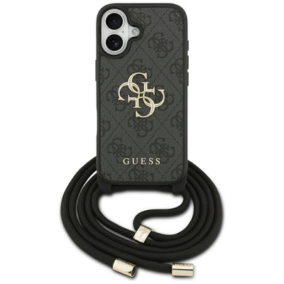 Husa Guess 4G Big Logo Cord Stap Crossbody pentru iPhone 17 - Negru