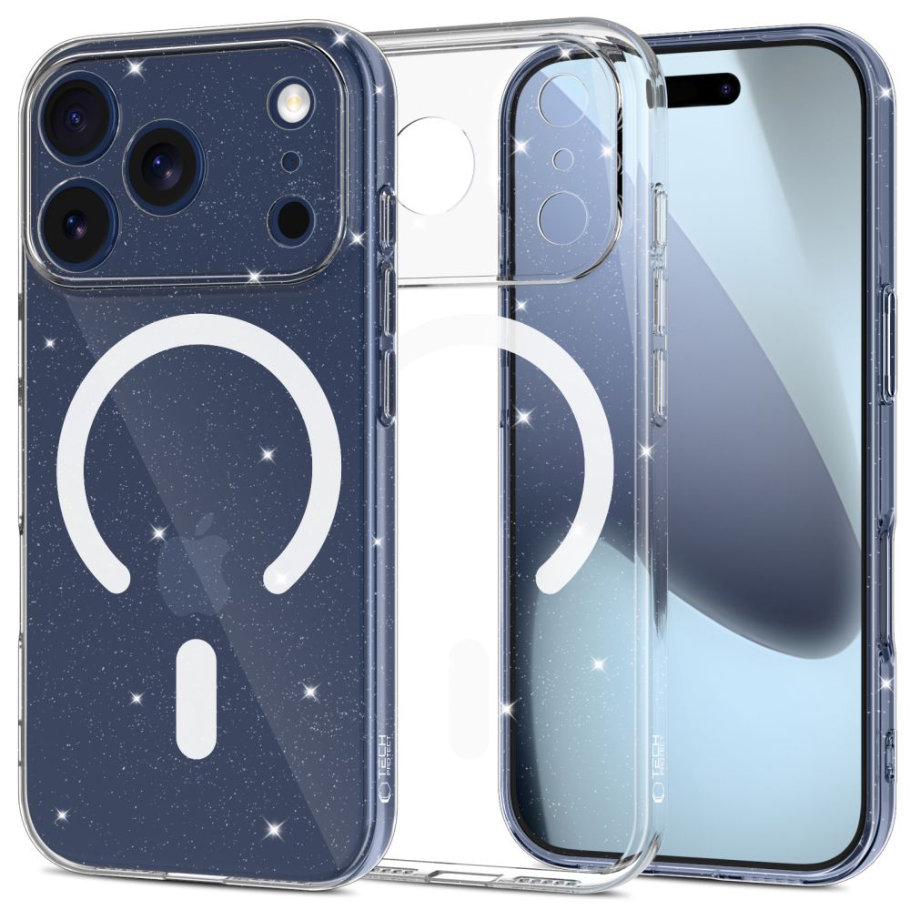 Husa Tech-protect Flexair Magsafe pentru iPhone 17 Pro - Transparent Glitter