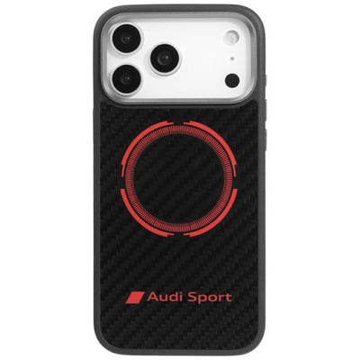 Husa Audi RSQ Carbon Fiber Sport Rosu Circle Magsafe pentru iPhone 17 Pro Max - Negru