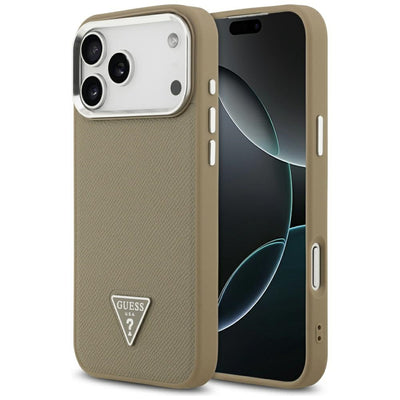 Husa Guess Grained Triangle Logo Magsafe pentru iPhone 17 Pro Max - Maro