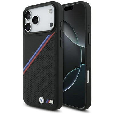 Husa BMW M Tricolor Metal Logo Magsafe pentru iPhone 17 Pro Max - Negru