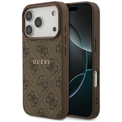 Husa Guess 4G Ring Classic Logo Magsafe pentru iPhone 17 Pro - Maro