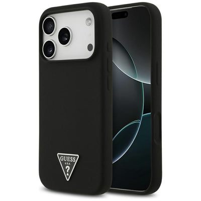 Husa Guess Silicone Triangle Logo Magsafe pentru iPhone 17 Pro - Negru