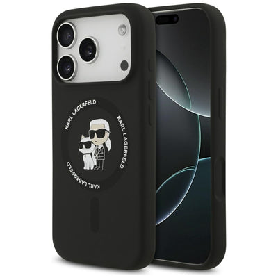 Husa Karl Lagerfeld Silicone Karl&Choupette Ring Magsafe pentru iPhone 17 Pro Max - Negru
