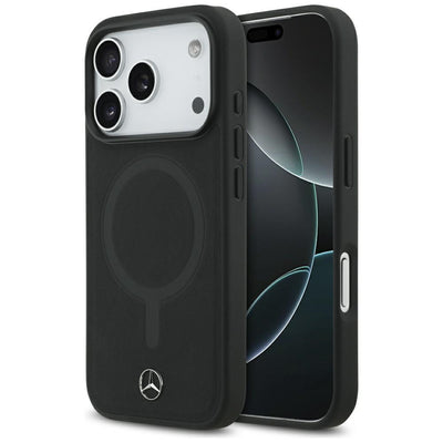 Husa Mercedes Plain Smooth Leather Magsafe pentru iPhone 17 Pro - Negru