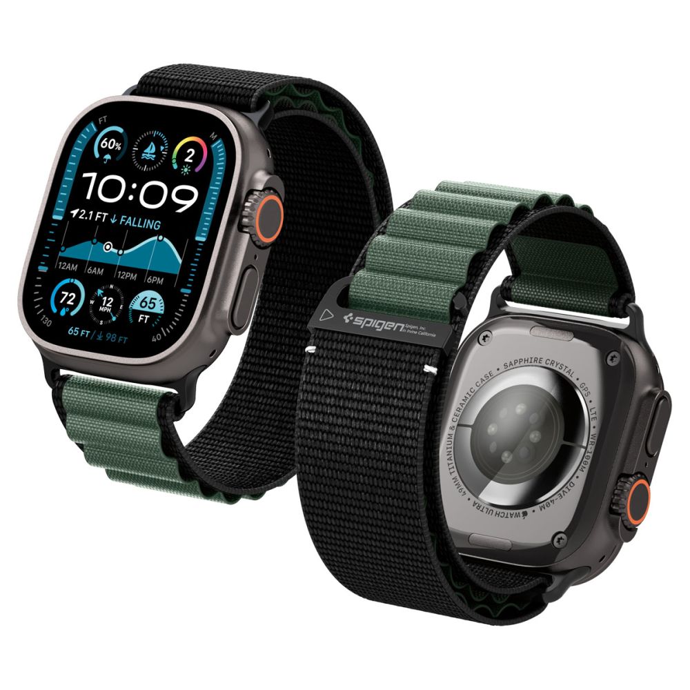 Curea Spigen Wbf1 pentru Apple Watch 44 / 45 / 46 / 49 Mm - Negru And Verde