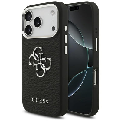 Husa Guess Grained Big 4G Classic Logo pentru iPhone 17 Pro - Negru