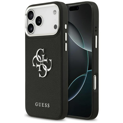 Husa Guess Grained Big 4G Classic Logo pentru iPhone 17 Pro Max - Negru