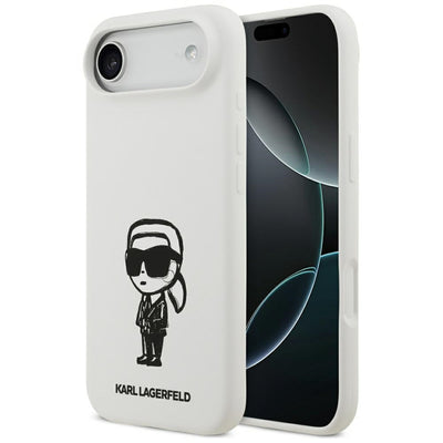 Husa Karl Lagerfeld Silicone Karl Sketch & Logo Magsafe pentru iPhone 17 Air - Alb