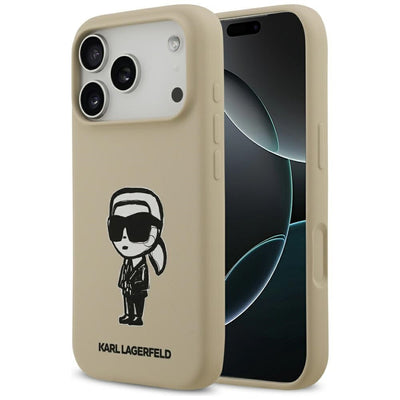Husa Karl Lagerfeld Silicone Karl Sketch & Logo Magsafe pentru iPhone 17 Pro - Maro