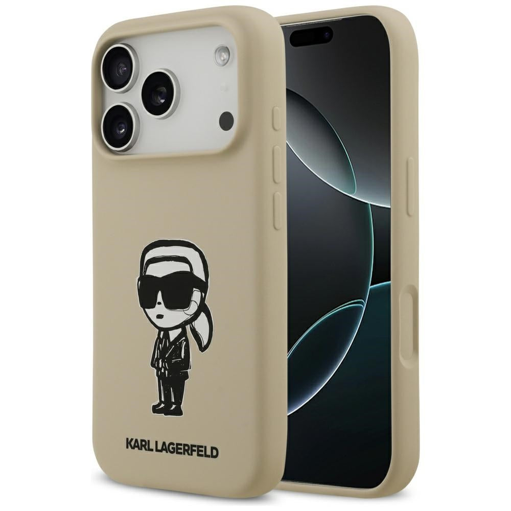 Husa Karl Lagerfeld Silicone Karl Sketch & Logo Magsafe pentru iPhone 17 Pro - Maro