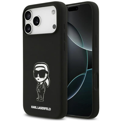 Husa Karl Lagerfeld Silicone Karl Sketch & Logo Magsafe pentru iPhone 17 Pro Max - Negru