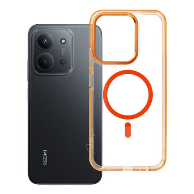 Husa Frame Transparent Hybrid Mag pentru Xiaomi Redmi 15C (173,16 X 81,07 X 8,2) Compatible cu Magsafe Hermes Portocaliu
