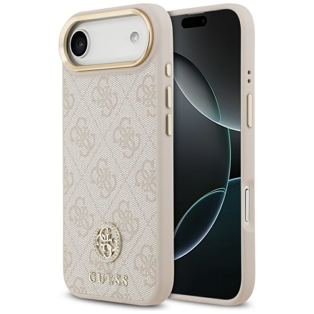 Husa Guess pentru iPhone 17 Air Compatible cu Magsafe Guhmp17mp4grmdep (PU W/ 4G Strass Logo) Roz