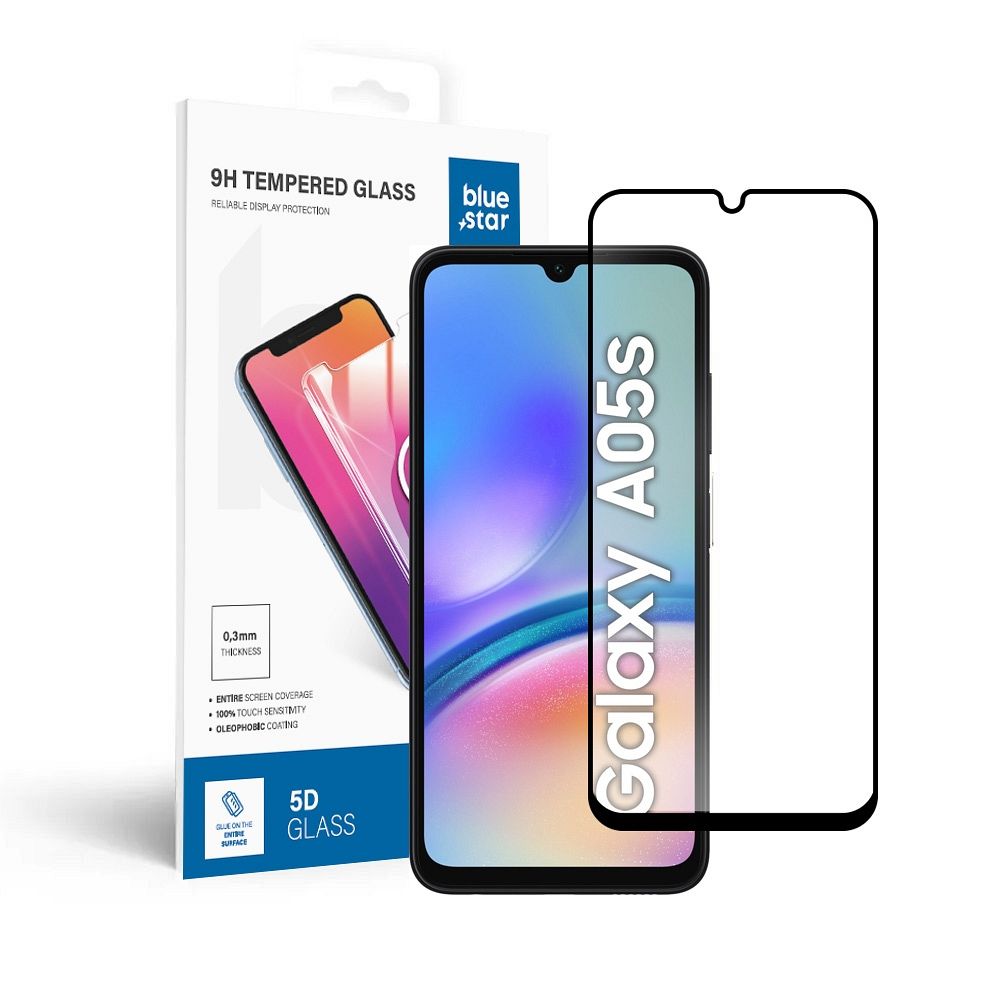Folie Albastru Star sticla To Samsung Galaxy A05s (Full Glue / Husa Friendly) 5D Negru