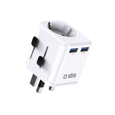 Adaptor SBS Universal Travel - EU 2xUSB-A - Alb