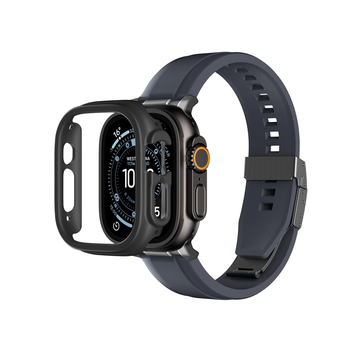 Husa Amazingthing Minimal Protective pentru Apple Watch Uitra 3 49mm - Negru