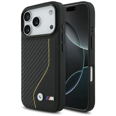 Husa BMW M Carbon Line & Logo Magsafe pentru iPhone 17 Pro - Galben