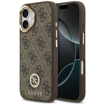 Husa Guess 4G Strass Logo Magsafe pentru iPhone 17 - Maro
